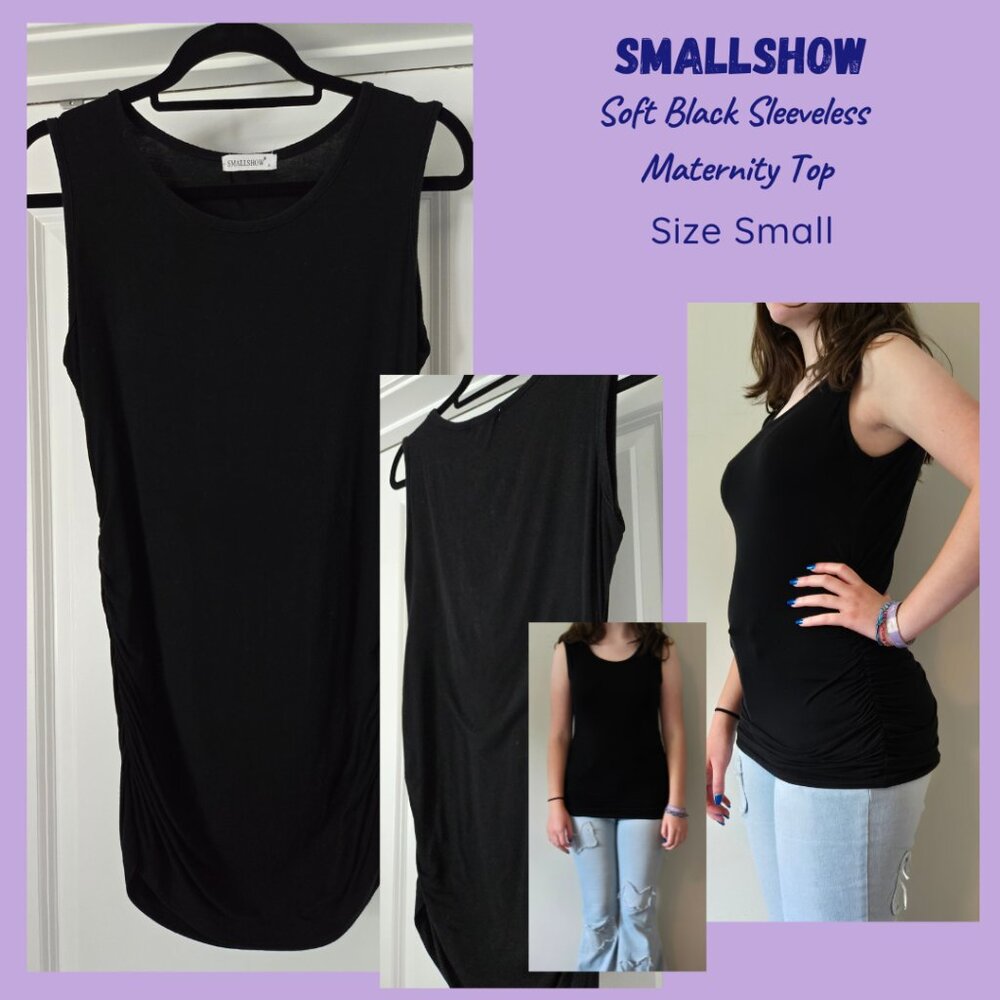 SmallShow Soft Lightweight Black Sleeveless Maternity Top size Small